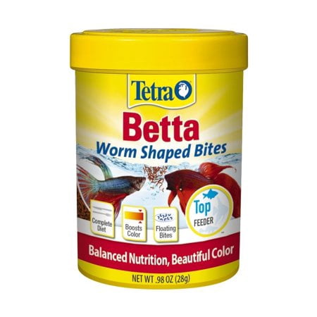 (2 Pack) Tetra BettaMin Worm Shaped Fish Food Bites, 0.98