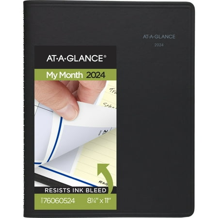 2024 AT-A-GLANCE® QuickNotes Monthly Planner, 8-1/4" x 11", Black, January To December 2024, 760605
