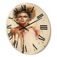thumbnail image 3 of Designart 'Portrait of Afro American Woman XIII' Modern Wood Wall Clock, 3 of 5