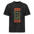 thumbnail image 5 of Distressed Heather Gray Tee Bold Blessed Gradient Print Relaxed Street Style, 5 of 8