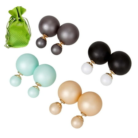Swing Arm Dual Stud - BMC 4pr Double Sided Dual Sized Colored Faux Stone Womens Fashion Stud Earrings