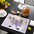 thumbnail image 3 of Purple Rose Antlers Placemats Set of 4, Abstract Art Fancy Flowers Stars Placemats for Dining Table, Place Mats for Kitchen Tabletop, Waterproof Wipeable Dining Table Mats Set, 3 of 9