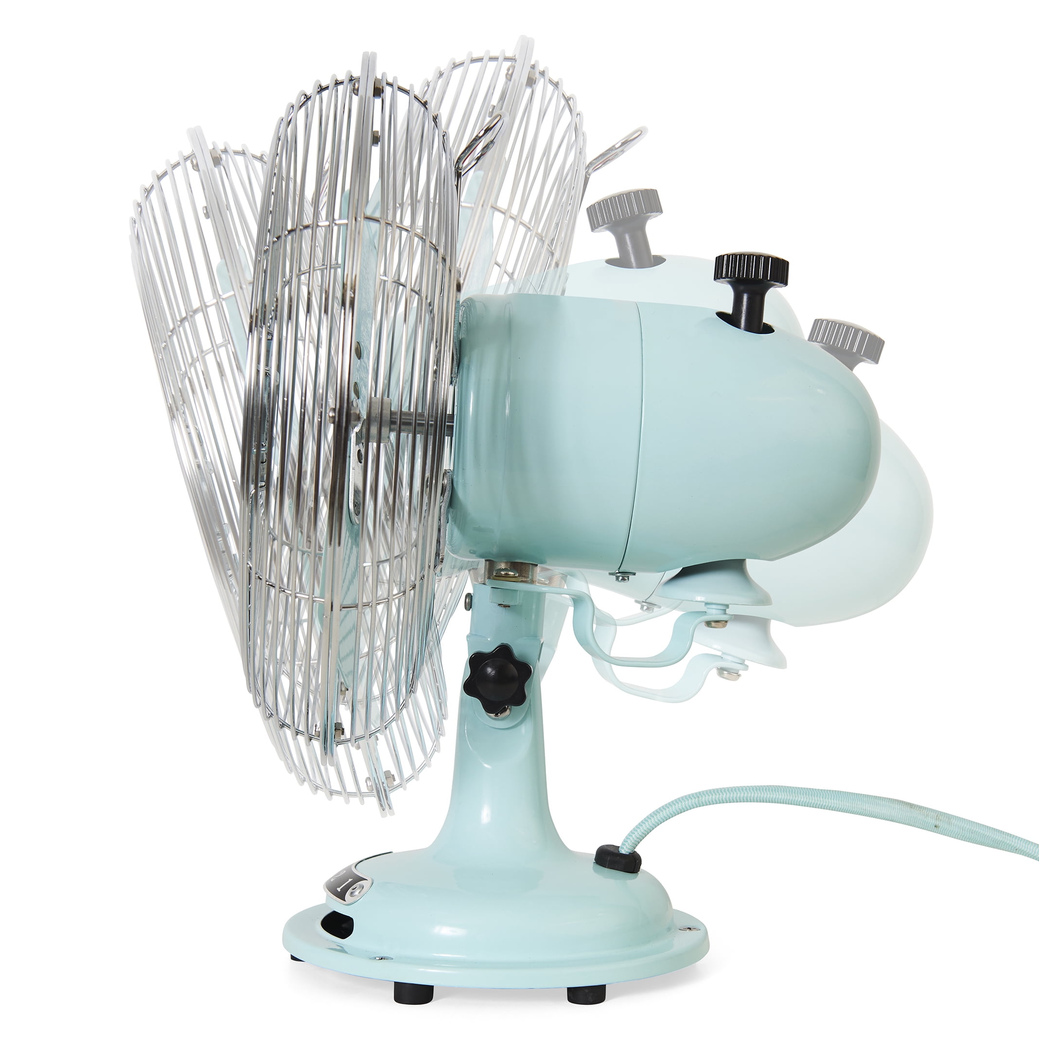 Better Homes & Gardens 8" 3-Speed Mint Retro Metal Tiltable-Head Oscillating New Table Fan