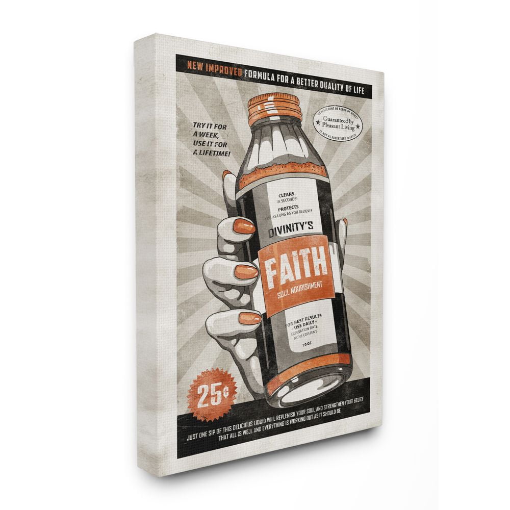 Stupell Industries Faith Formula Funny Vintage Comic Book Design Canvas Wall Art by Ester Kay
