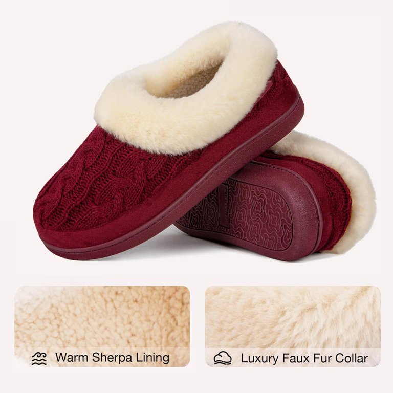 Women's Sherpa Collar Memory Foam Clog Slippers