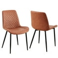 thumbnail image 2 of 2 Brown Pu Leather Dining Chairs - Modern Style With Metal Legs And Comfortable Seat Of 2 Base Foam Padding, 2 of 6
