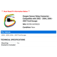 thumbnail image 2 of Oxygen Sensor Relay Connector - Compatible with 2002 - 2004, 2006 - 2007 Ford Escape 2003, 2 of 2