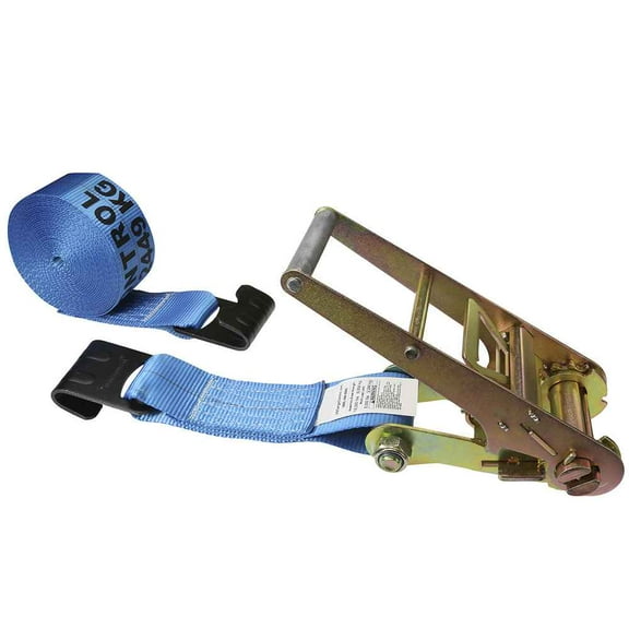 3" x 30' Blue Ratchet Strap w/ Flat Hooks