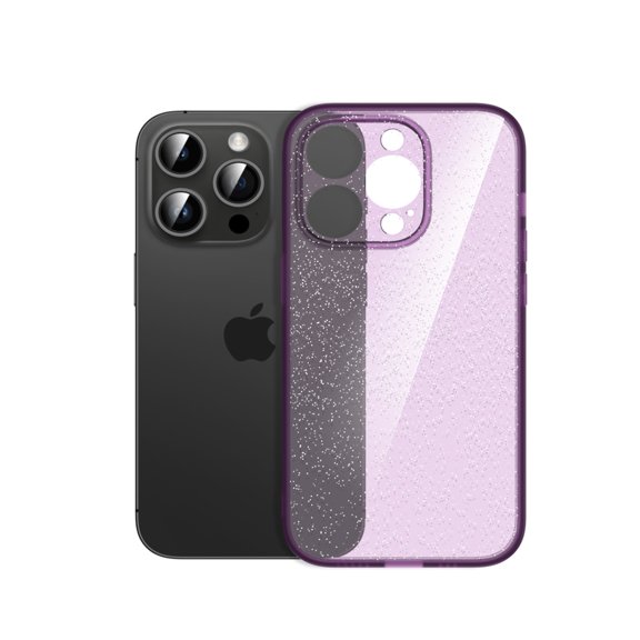 SaniMore for iPhone 13 Pro Max 6.7" Ultra-Thin Transparent Glitter Case, Rugged PC & Soft TPU Bumpers [Not Yellowing Technology] Full Body Protective Case for Women Ladies Girls, Purple