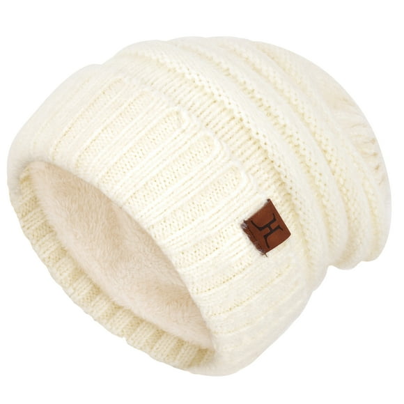 FZ FANTASTIC ZONE Winter Knit Beanie Hats for Women with Fleece Lined, Warm Soft Slouchy Womens Beanies Skull Cap for Ladies in Cold Weather