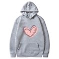 thumbnail image 5 of BLTIBY Valentine's Day Sweatshirt for Women Hooded Autumn Spring Funny Love Heart Graphic Valentines Shirt Casual Valentines Round Neck Long Sleeve Pullover Tops Gray XL, 5 of 5