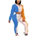 thumbnail image 2 of Itsame Tops and Pants Activewear Set Womens Sweatsuits 2pcs Sets Long Sleeved Printed Tie Dyeing Stand-Up Collar Women Athletic Outfit Sets Orange Size XL, 2 of 4
