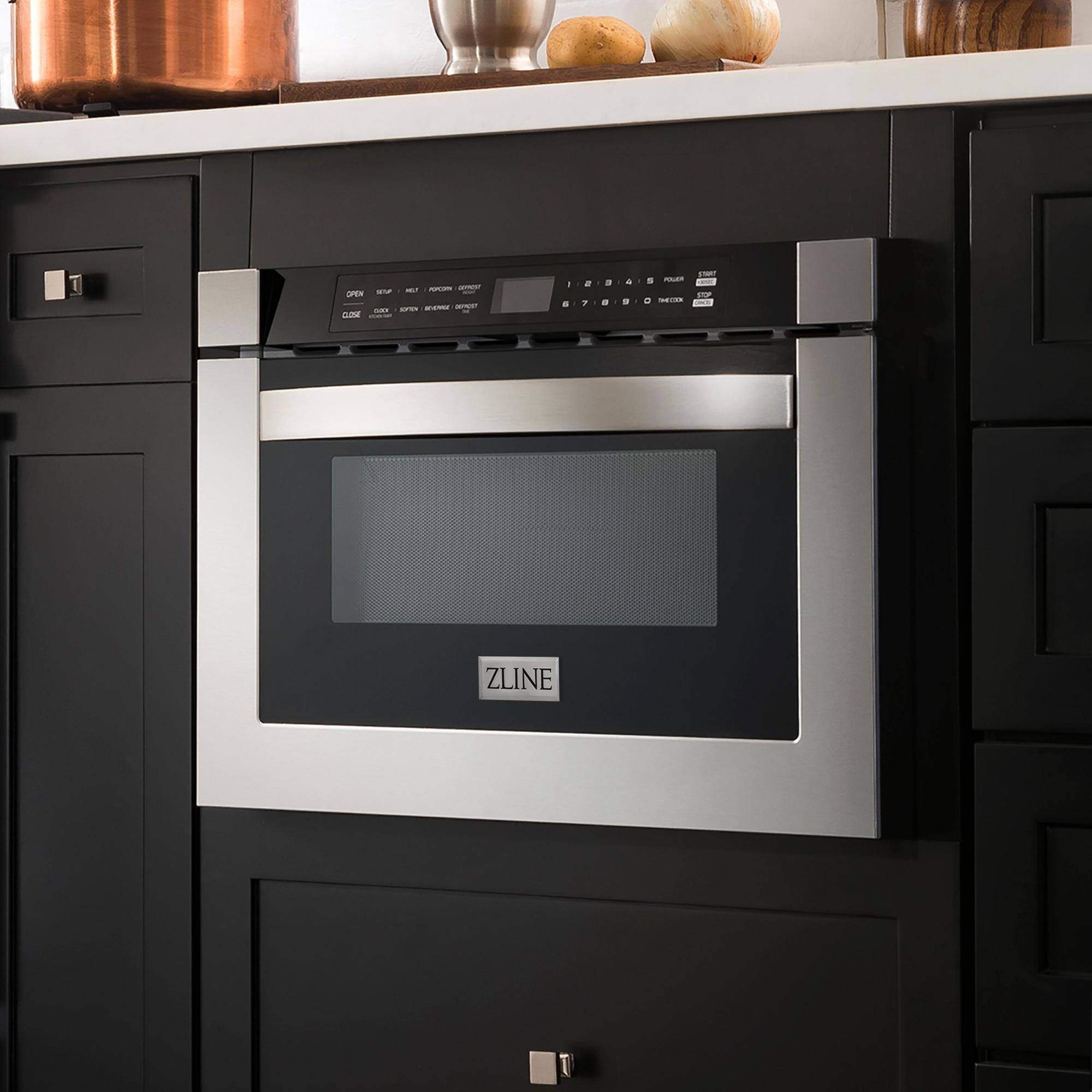 ZLINE 24" 1.2 cu. ft. Microwave Drawer in Black Stainless Steel