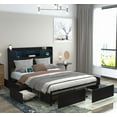 thumbnail image 6 of LUMAMIN Full Bed Frame with 6 Storage Drawers, LED Headboard & Charging Station, Noise Free Heavy Duty Platform Bed, Metal Slats, No Box Spring Needed, Black, 6 of 9