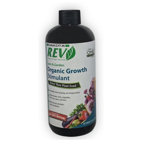 Organic REV Liquid Plant Food 16oz - Healthier Plants, Faster Growth - Certified Organic Fertilizer for Indoor & Outdoor Use, Heat & Drought Stress Relief, Improved Nutrient Uptake