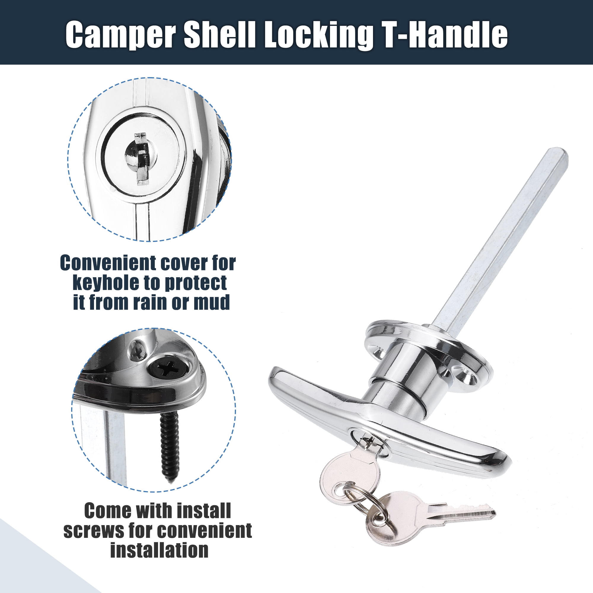 Unique Bargains Universal Garage Shed Door Keyed T-Handle Lock Kit with 4 Keys
