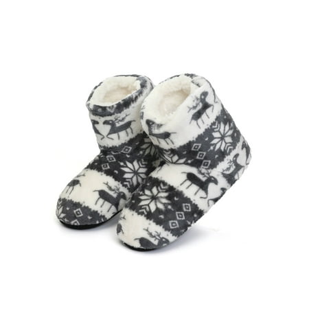 

Harsuny 1/2 Packs Women Fleece Plush Warm Bootie Indoor House Slipper Boots Christmas Shoes Size 8 10