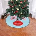 thumbnail image 2 of FMSHPON Red Lips Rose Xmas Christmas Tree Skirt Stand Mat for Holiday Party Decoration Indoor Outdoor 36 inches, 2 of 3