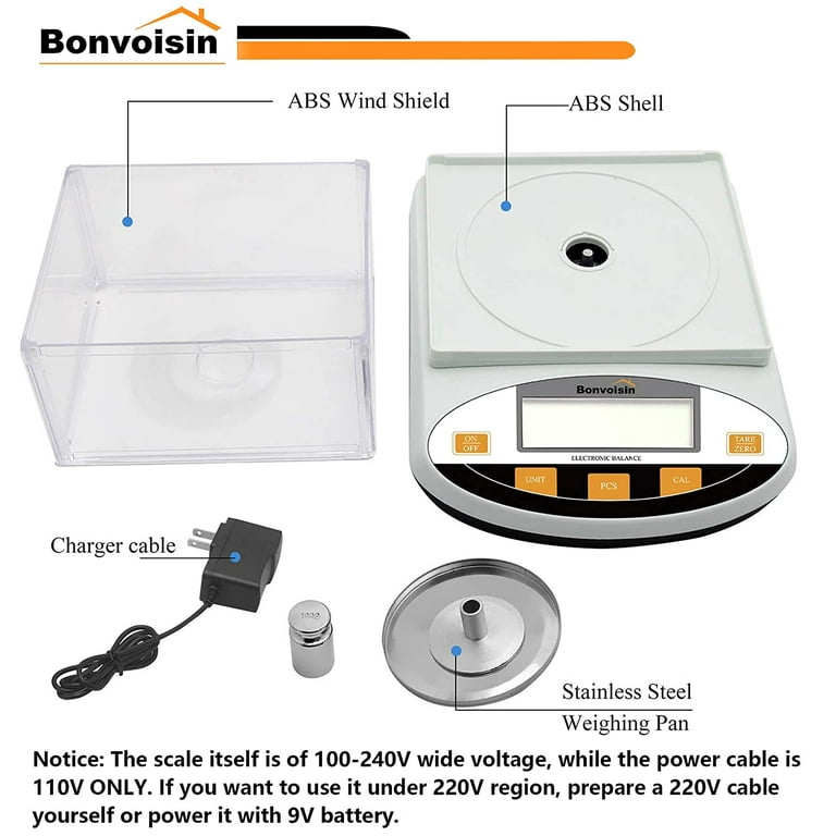 Bonvoisin Precision Scale 5000gx0.1g Digital Lab Scale Accurate Electronic  Balance Portable Laboratory Analytical Balance Industrial Counting Scale
