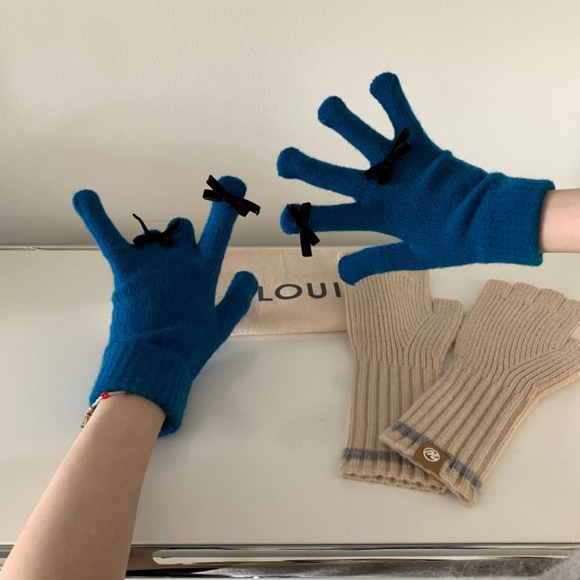 Guantes elegantes de lana tejidos con lazo para otoño e invierno, con pantalla táctil, cálidos y con fugas para climas fríos