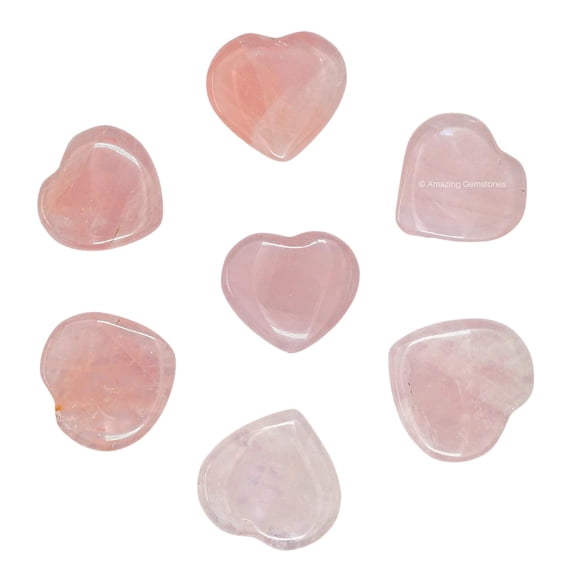 Rose Quartz Stone Heart - Pack of 10 Crystal Heart Stones