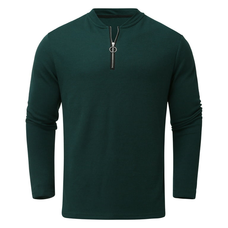 LEEy-world Long Sleeve Polo Shirts for Men Men's Long Sleeve Sun Shirts UPF  50+ Teen Zip Up Fishing Running Rash Guard T-Shirts Outdoor Shirt Green,XL