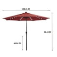 thumbnail image 4 of 9-Foot Outdoor Patio Market Umbrella with Solar LED Lights, Crank and Push Button Tilt - Backyard, Garden, Pool and Deck Shade - Aluminum Pole and Polyester Canopy - Red, 4 of 9