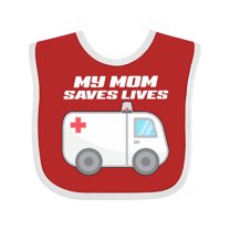 Inktastic My Mom Saves Lives Ambulance Boys or Girls Baby Bib