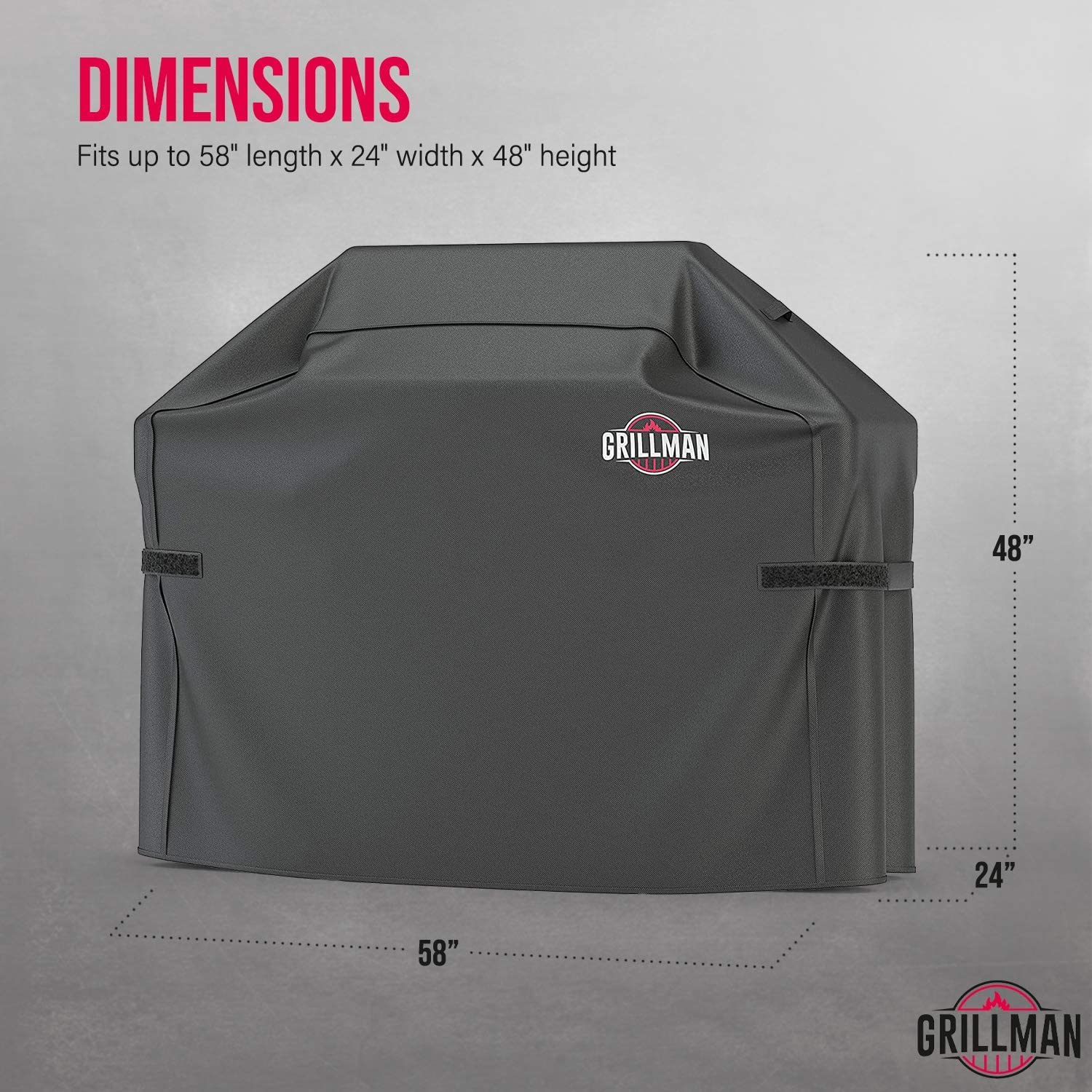 Grillman Premium BBQ Grill Cover Heavy-Duty Gas Grill Cover for Weber Brinkmann Char Broil etc. Rip-Proof UV & Water-Resistant. (58 L x 24 W x 48 H, Black) - image 2 of 7