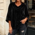 thumbnail image 5 of VBVC Women's Oversized Velvet Hooded Pullover , Casual Batwing Sleeve Tunic Top For Women , Ladies' Relaxed Fall Winter Sweatshirt with Pockets, Black , S-2XL, 5 of 8