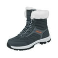 thumbnail image 6 of Winter Hiking Boots for Women Men Trendy Lace up Outdoor Ski Booties Plush Warm Antislip High Top Snow Boots Gray Size 7.5, 6 of 7
