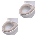 thumbnail image 1 of Cateissary 2020 nueva cómoda cubierta de asiento de inodoro de terciopelo Coral para baño, cubierta de inodoro de invierno, alfombrilla lavable beige 2piezas, 1 of 6