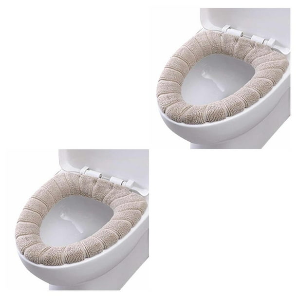 Matsuzay 1 unidad de calentador y grueso para baño, cubierta de asiento de inodoro de tela lavable y estirable, almohadillas para Closestool, beige 2piezas Matsuzay CBP054619