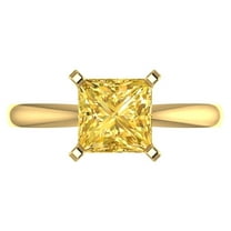 2 ct Princess Cut Simulated Yellow Diamond Solitaire 18K Yellow Gold Womens Engagement Ring