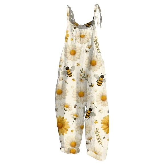 Unir Summer Fashion Casual Print Sleeveless Jumpsuit With Wide Leg Pants And Adjustable Straps For Beach Outfits