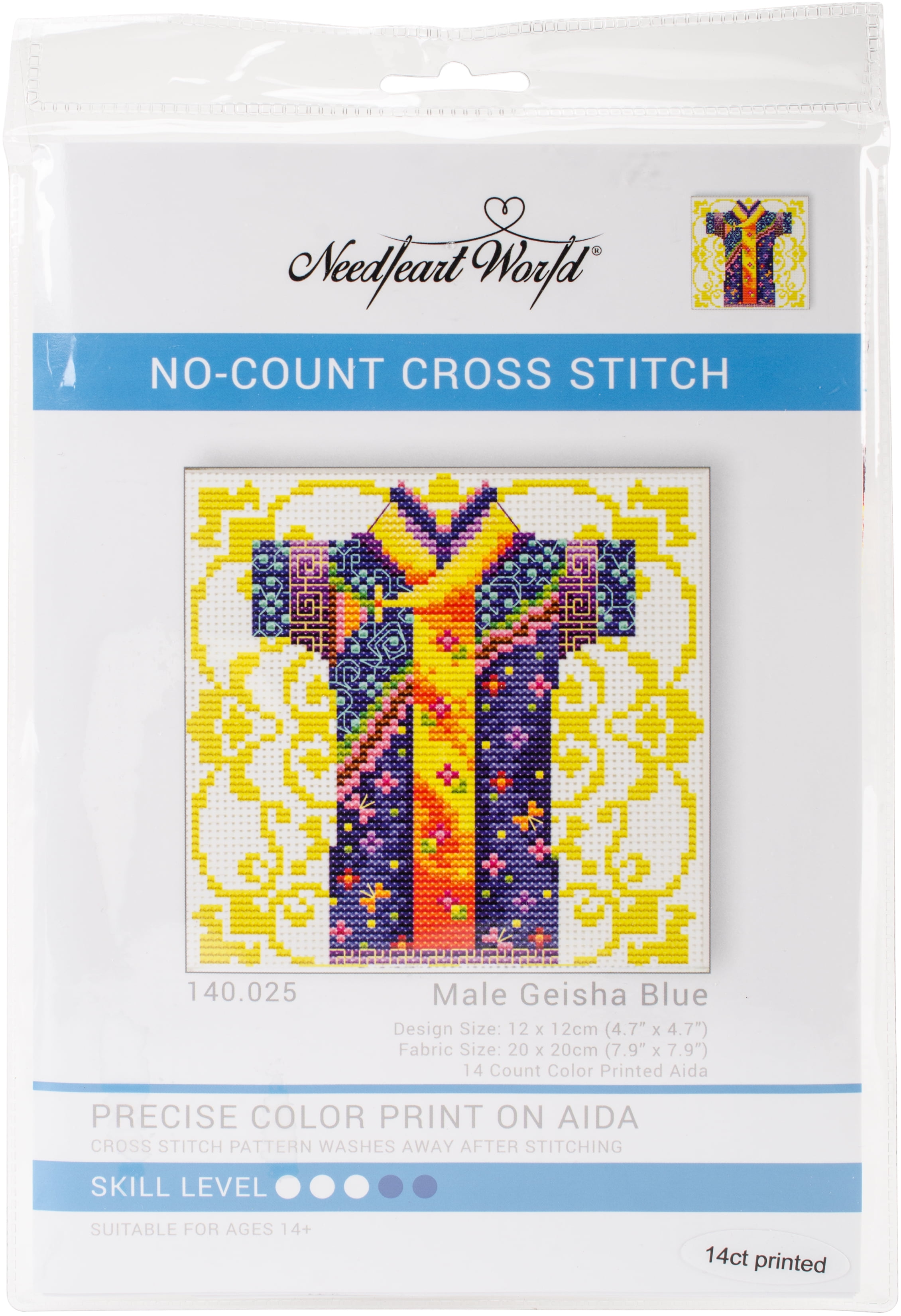 Needleart World No Count Printed Cross Stitch Kit 8"X8"-Male Geisha
