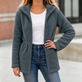 thumbnail image 4 of OGLCCG Girls Fleece Jacket with Hood Full Zip Fuzzy Sherpa Coat Long Sleeve Fall Winter Outwear with Pockets,Drawstring Waist(Gray,12-13 Years), 4 of 6