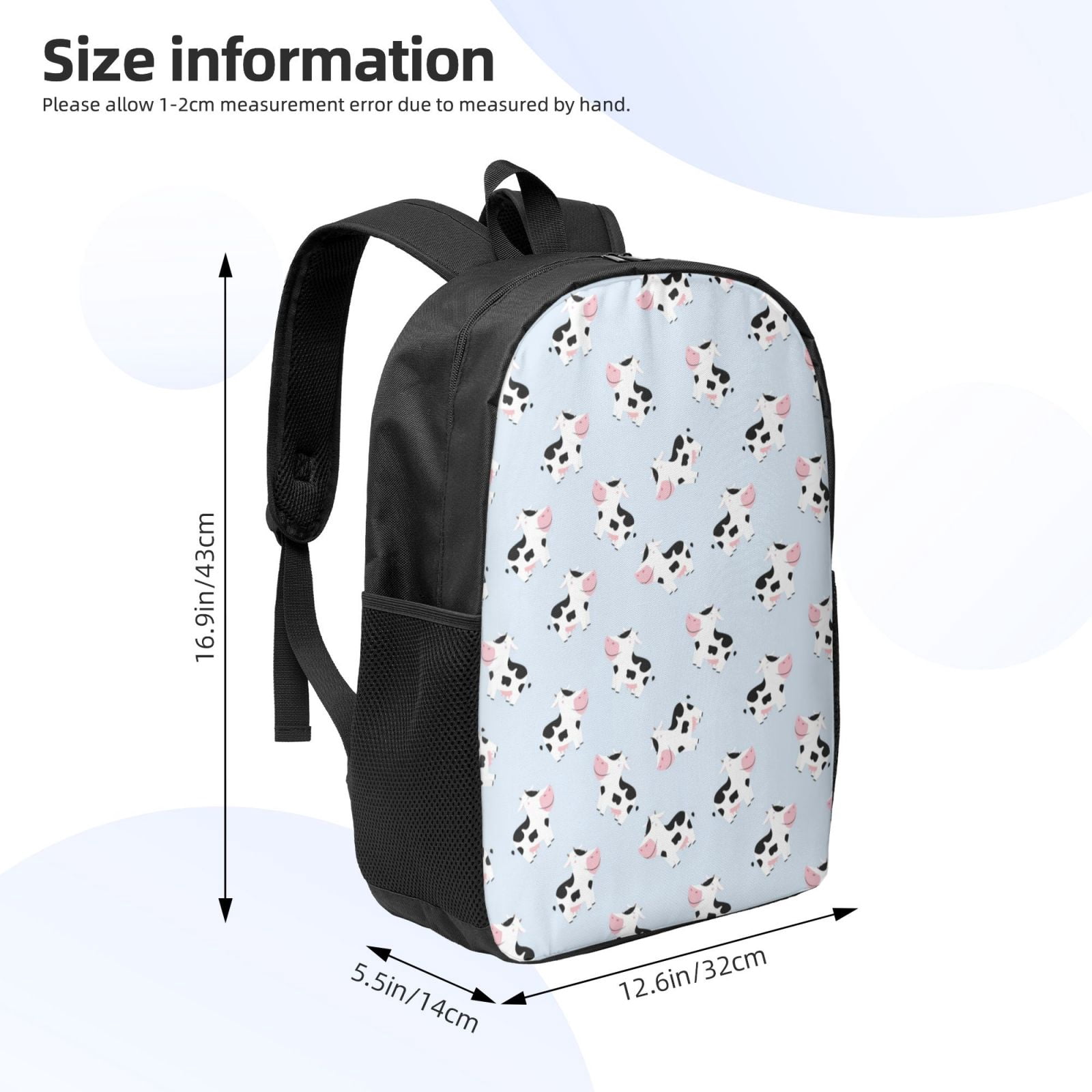 Xecao Cute Farm Cow print Travel Backpack, Large Computer Backpack for Men Women, College School Rucksack Book Bag