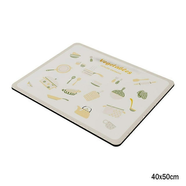 Countertop Drain Mat with Cute Printed Quickly Absorbs Water Desktop Mat for Ceramic Cups Coffee Cups