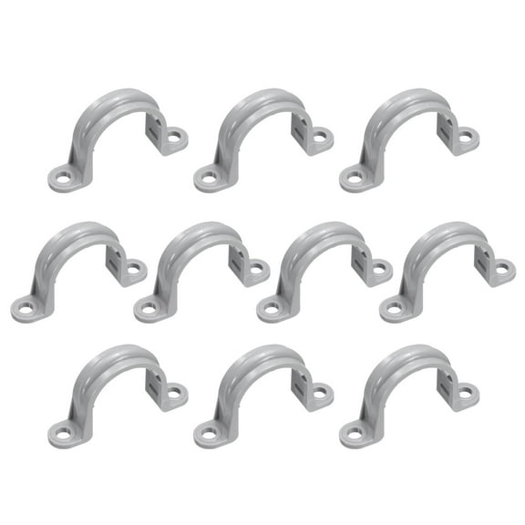 10Pack 1 Inch Pipe Straps, 2 Hole Conduit Pipe Clamps Supports, Mounting Bracket Clips for Cables and Tube Fittings, Gray