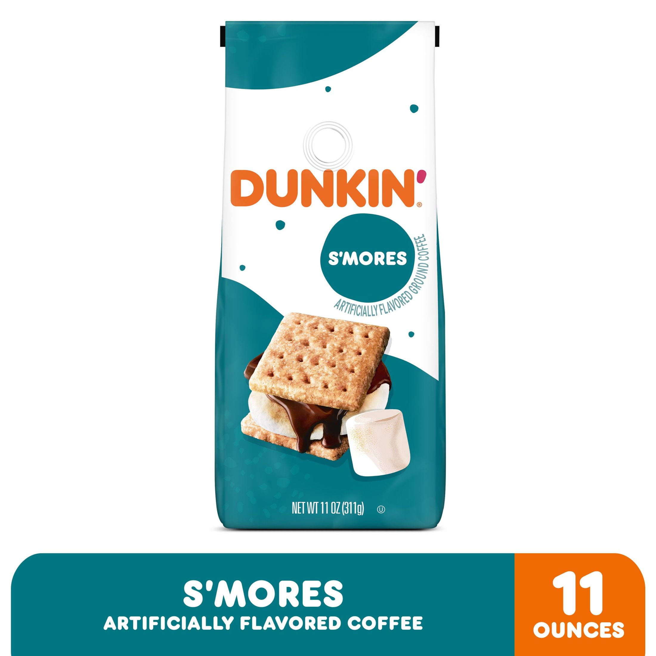 (6 pack) Dunkin’ S’mores Artificially Flavored Ground Coffee, 11 oz Bag