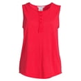 thumbnail image 2 of Time and Tru Women's Henley Tank Top with Fashion Raw Edge Detail, 2 of 5