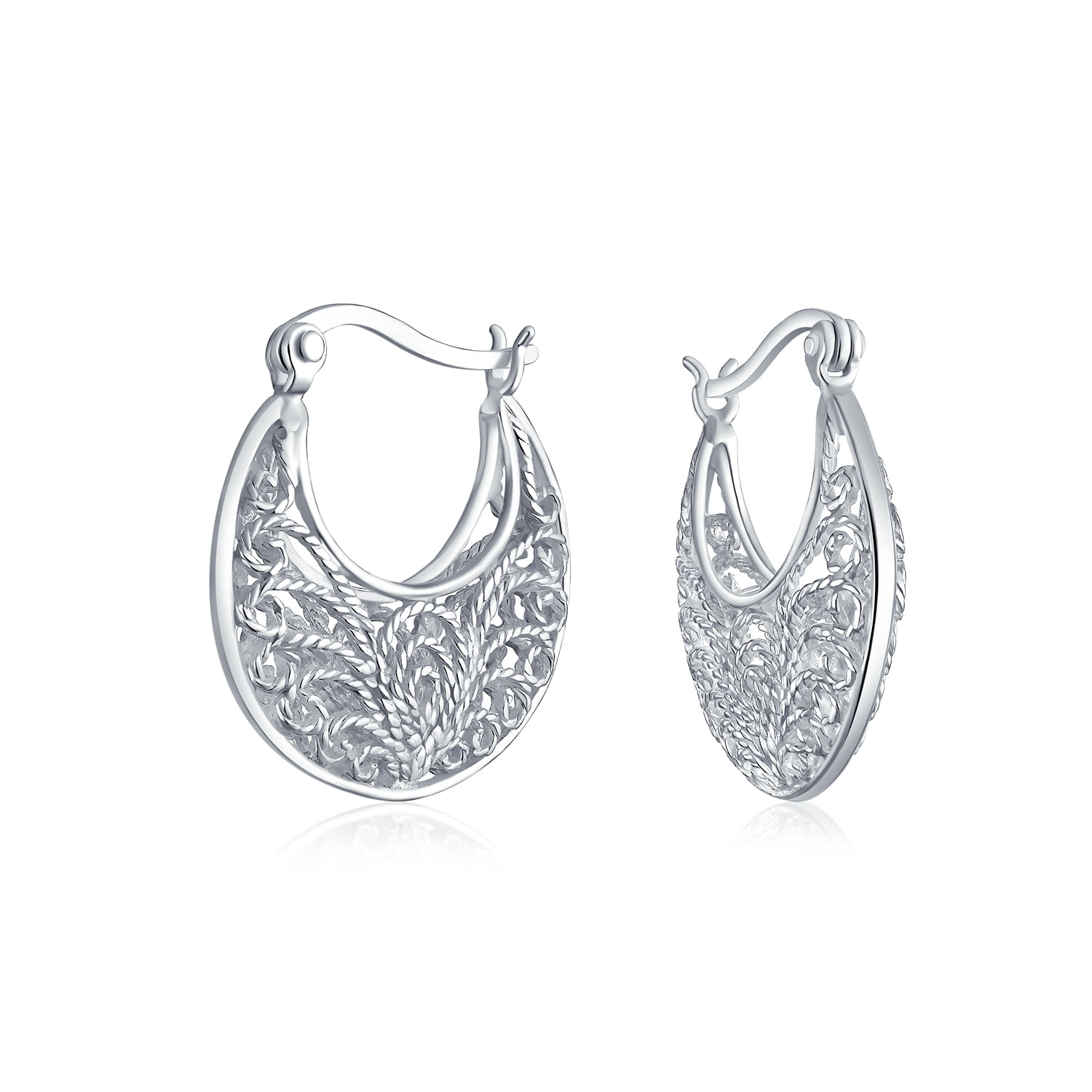 Silver rope hoop earrings Clearance