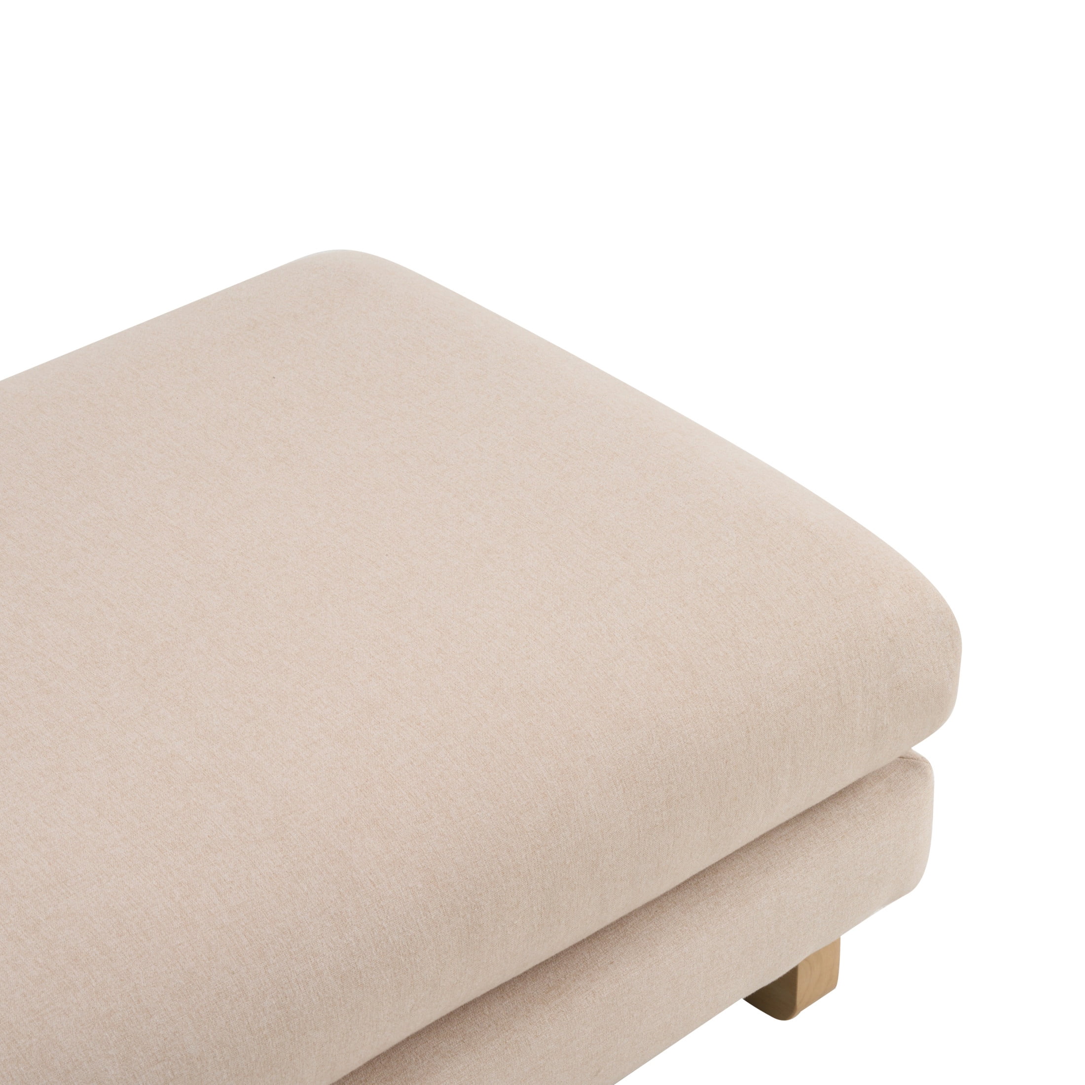 Christopher Knight Home 34" Upholstered Accent Ottoman with Wood Base for Living Room, Beige+Natural