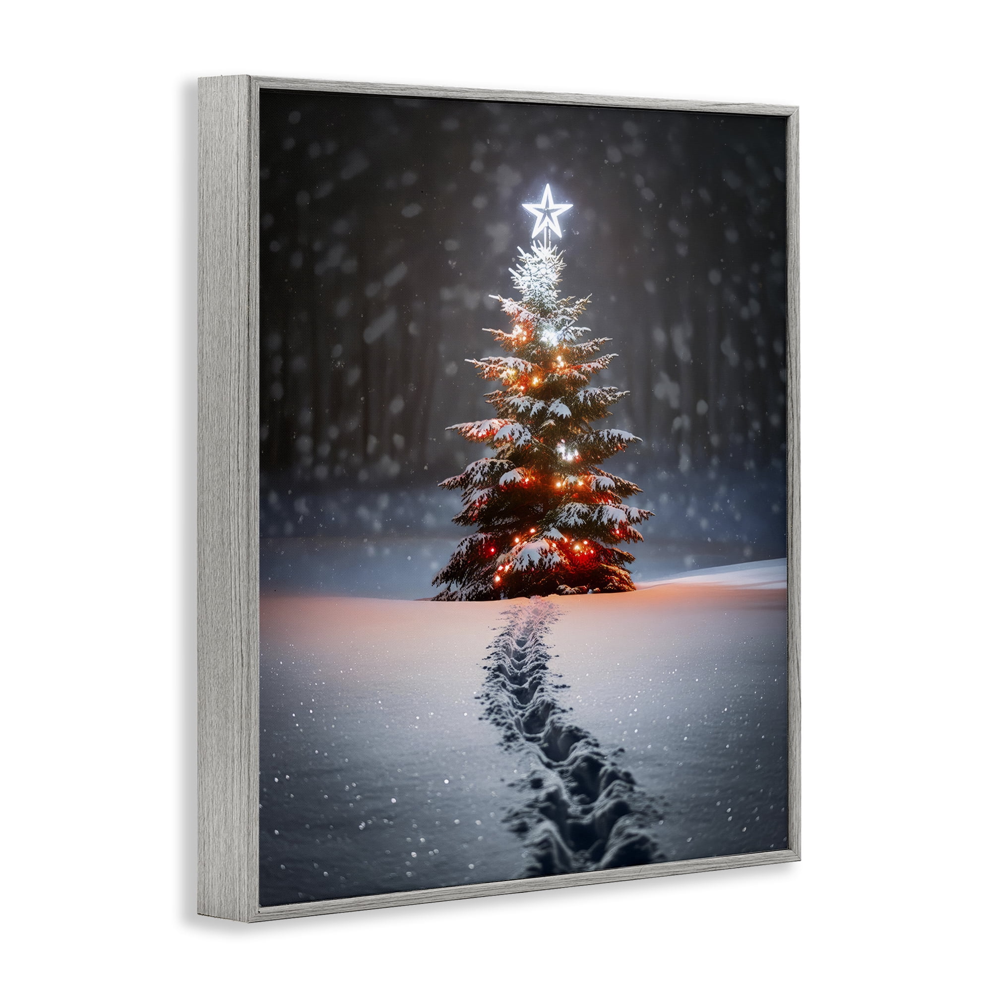 Stupell Industries Magic Moments Holiday Tree Holiday Photography Gray Framed Art Prints Wall Art, 24 x 30