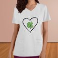 thumbnail image 2 of BiZtdJrK Cute St Patricks Day Tshirts for Women Fashion Holiday Printed Short Sleeve Blouse Top Loose Fit V Neck Scrubs Tops with Pockets White S, 2 of 5