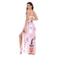 thumbnail image 3 of FORMRS Womens Long Sarong Beach Wrap Semi-Sheer Bikini Skirt Bathing Swimsuit Cover Up, Pink Halloween Ghosts, 3 of 7