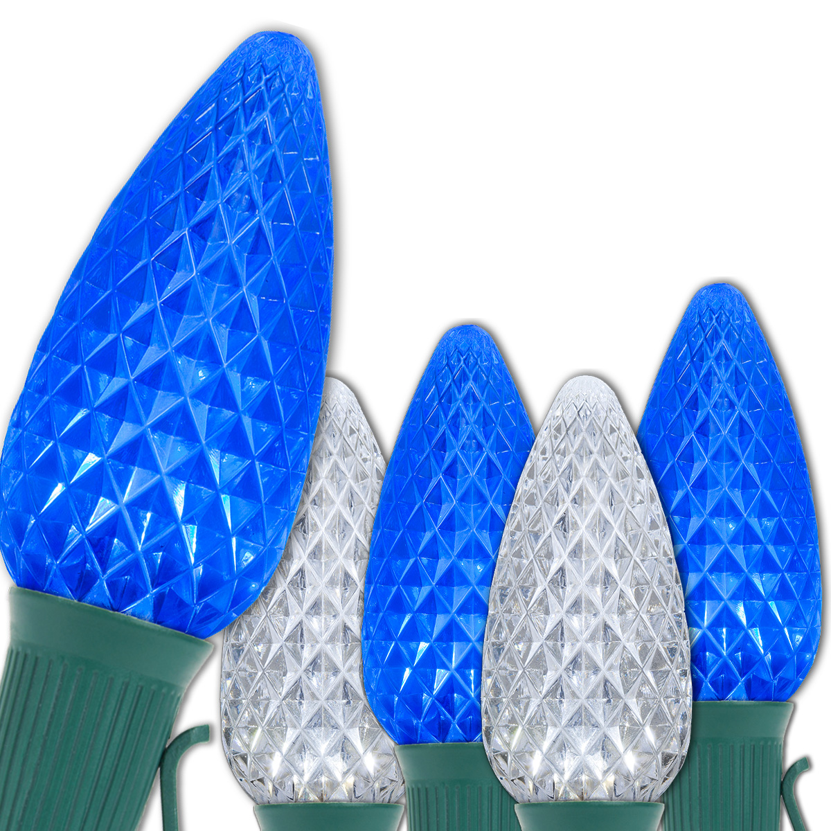 OptiCore C9 Blue and White Christmas Lights (Cool White), LED String