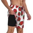 thumbnail image 2 of Naloa Hand Drawn Strawberry Print Men Swim Trunks with Compression Liner ,Board Shorts,Men's Swim Shorts with Drawstring and Elastic Waistband-Large, 2 of 6