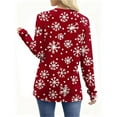 thumbnail image 2 of HAiming Chemise de Noël Imprimée pour Femmes Manches Longues Col Rond Chandail Automne Hiver Vêtements Tendance, 2 of 7